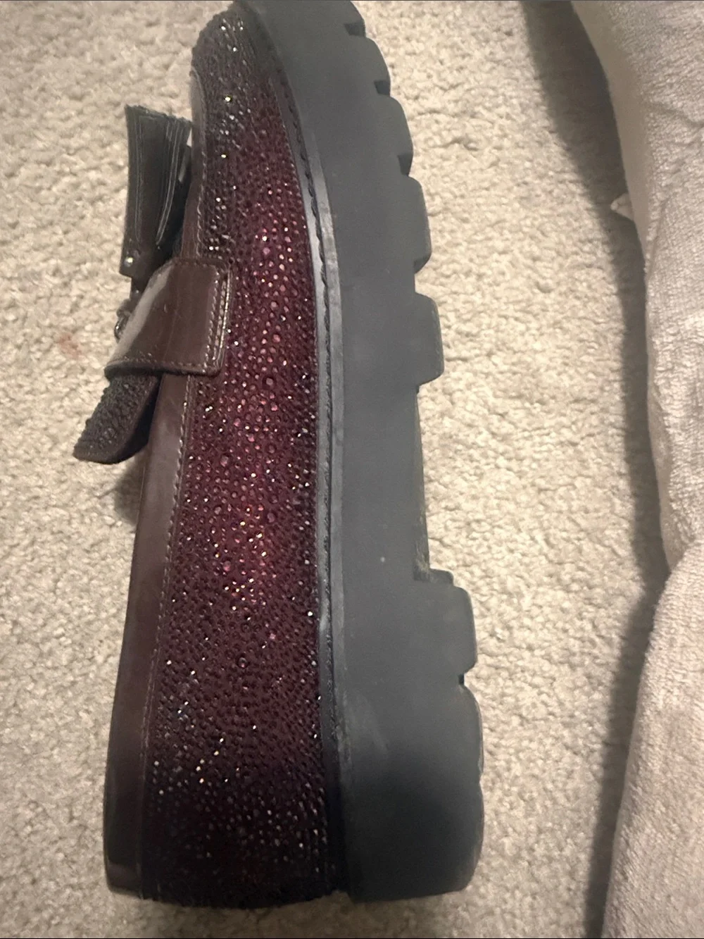 Franco Sarta Burgundy  Tassel Loafers with Glitter Accent (I have 3 pairs)